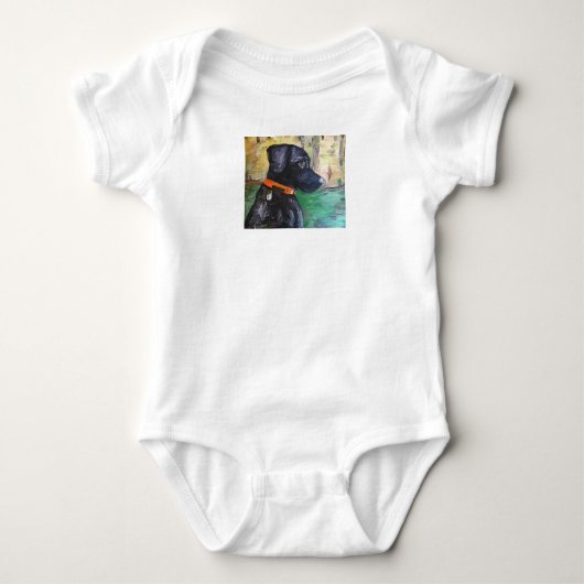 Süßes schwarzes Labrador-Baby-T-Shirt durch Baby Strampler (Vorderseite)