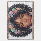 Süßes Schwarzes Mädchen mit Blumenkrone Afro Decke (Vorderseite Vertikal)