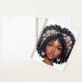 Süßes Schwarzes Mädchen mit Blumenkrone Afro Planer (Anzeige)