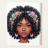 Süßes Schwarzes Mädchen mit Blumenkrone Afro Planer (Rückseite)
