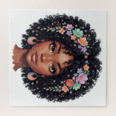 Süßes Schwarzes Mädchen mit Blumenkrone Afro Puzzle (Horizontal)