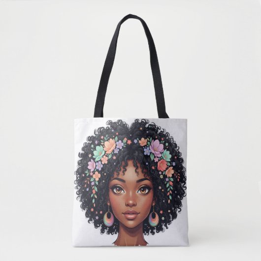 Süßes Schwarzes Mädchen mit Blumenkrone Afro Tasche (Vorderseite)