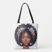 Süßes Schwarzes Mädchen mit Blumenkrone Afro Tasche (Rückseite)
