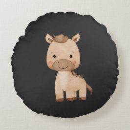 Süßes schwarzes Pferd  Rundes Kissen