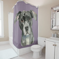 Süßes schwarzes Pitbull-HundeAquarell-Porträt