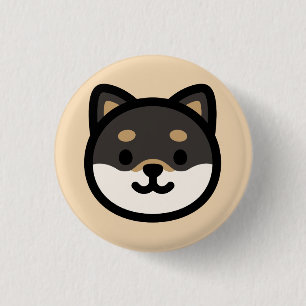 Süßes schwarzes Shiba-Inu-Hundegesicht Button