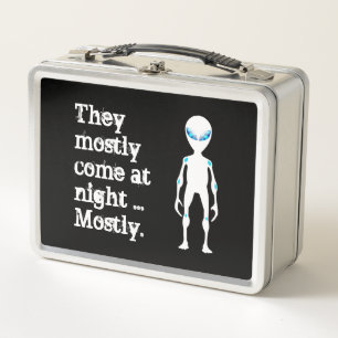 Süßes schwarzes weißes Alien-Zitat Metall Brotdose