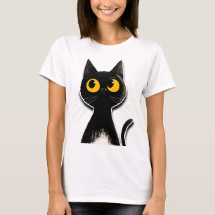 Süßes Schwarzkatze Gelbe Augen T-Shirt