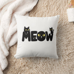 Süßes Schwarzkatze-Miau-T-Shirt Kissen