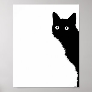 Süßes Schwarzkatze-Seitblickplakat für Katzenliebh Poster