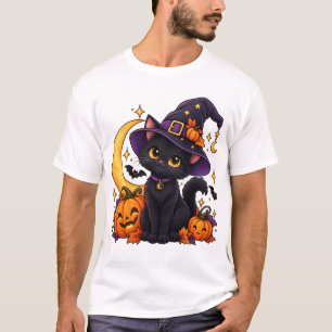 Süßes Schwarzkatzen-Hexen-Halloween-T-Shirt   Spuk T-Shirt