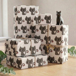 Süßes Schwarzkatzen-Muster Geburtstagsgeschenk für Geschenkpapier