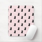 Süßes Schwarzkatzenmuster auf Pastellrosa Mousepad (Mit Mouse)