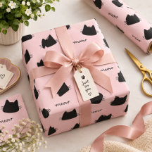 Süßes Schwarzkatzenmuster Rosa Meow Kitty