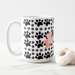 Süßes Schwarzpfoten-Muster und Pfirsich-"Meow"-Ban Kaffeetasse