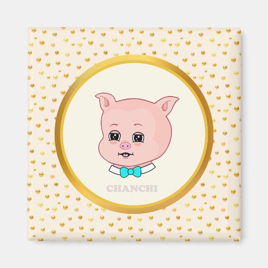 Süßes Schwein Cartoon Magnet (Vorne)