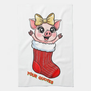 Süßes Schwein im Weihnachtsstrumpf Geschirrtuch