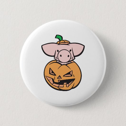 süßes Schwein in Jack-o-Lantern-Kürbis Button (Vorderseite)