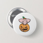 süßes Schwein in Jack-o-Lantern-Kürbis Button (Vorne & Hinten)