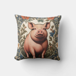 Süßes Schwein, inspiriert von William Morris Kissen