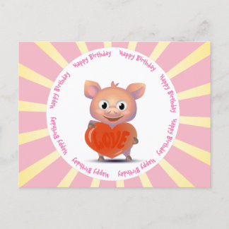 süßes Schwein, Liebesherz Postkarte