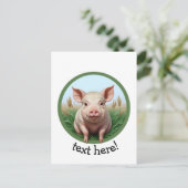 süßes Schwein mit deinem Text Postkarte (Stehend Vorderseite)
