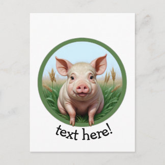 süßes Schwein mit deinem Text Postkarte