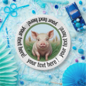 süßes Schwein mit Ihrem Text! Sie können die Größe Pappteller (Party)