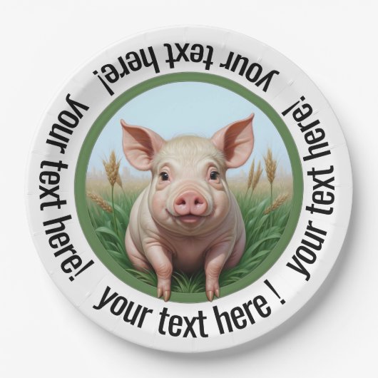 süßes Schwein mit Ihrem Text! Sie können die Größe Pappteller (Vorderseite)