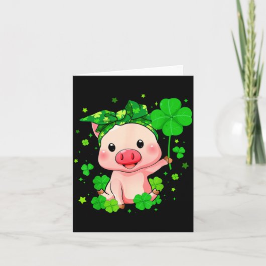 Süßes Schwein mit Shamrock St. Patrick's Day Kinde Karte (Vorderseite)