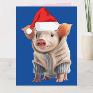 SÜßES SCHWEIN WEIHNACHTSGRUßKARTE KARTE