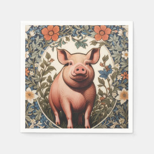 Süßes Schwein William Morris Inspiriert Serviette