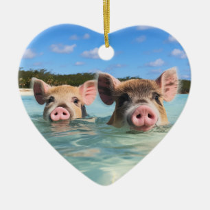 Süßes schwimmendes Schwein Exuma Bahamas Keramik Ornament