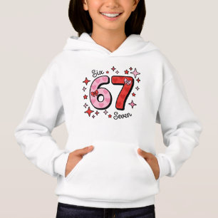 Süßes Sechs Sieben Meme – Rosa & Rote 6 7 mit Herz Hoodie