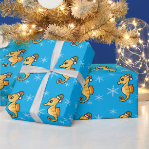 Süßes Seepferdchen Weihnachten Schneeflocke Urlaub Geschenkpapier