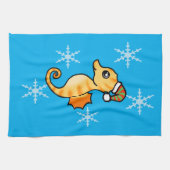 Süßes Seepferdchen Winter-Schneeflocke Urlaub Geschirrtuch (Horizontal)
