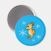 Süßes Seepferdchen Winter-Schneeflocke Urlaub Magnet (Vorderseite/Rückseite)