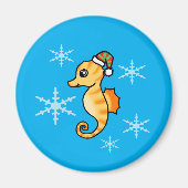 Süßes Seepferdchen Winter-Schneeflocke Urlaub Magnet (Vorne)