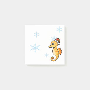 Süßes Seepferdchen Winter-Schneeflocke Urlaub  Post-it Klebezettel