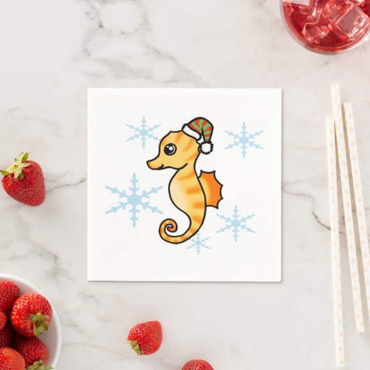 Süßes Seepferdchen Winter-Schneeflocke Weihnachten Serviette (Beispiel)
