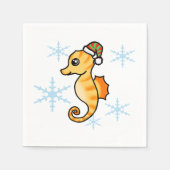 Süßes Seepferdchen Winter-Schneeflocke Weihnachten Serviette (Vorderseite)