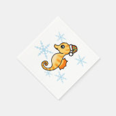 Süßes Seepferdchen Winter-Schneeflocke Weihnachten Serviette (Ecke)
