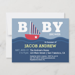 Süßes Segelboot-Nautisches Babyshower Einladung