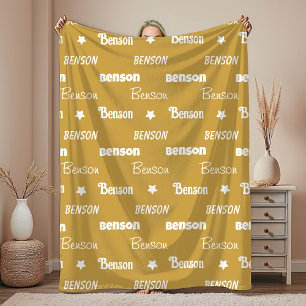 Süßes senfgelbes personalisiertes Namensdecke Fleecedecke