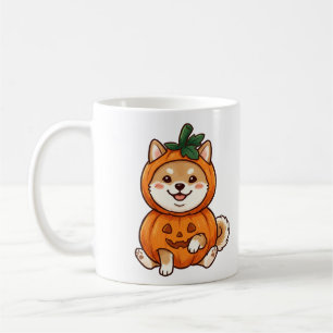 Süßes Shiba Inu-Kürbiskostüm Halloween-Hunde-Illus Kaffeetasse