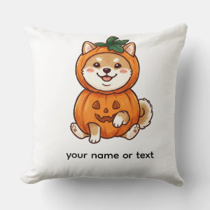 Süßes Shiba Inu Kürbiskostüm Halloween-Hunde-Illus Kissen