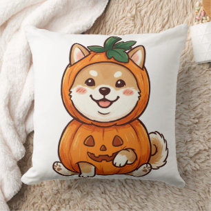 Süßes Shiba Inu-Kürbiskostüm Halloween-Hunde-Illus Kissen