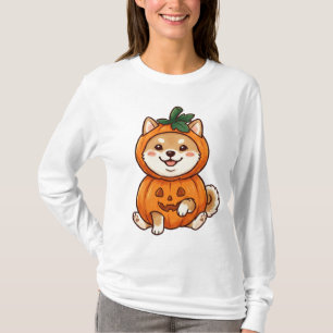 Süßes Shiba Inu Kürbiskostüm Halloween-Hunde-Illus T-Shirt