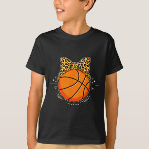 Süßes-Shirt-Basketball-Leopard-Gepard-Schleife-Mäd T-Shirt
