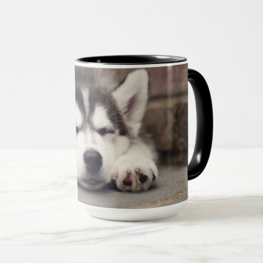 Süßes Sibirisches Husky Welpenschläfchen Tasse (VorderseiteRechts)